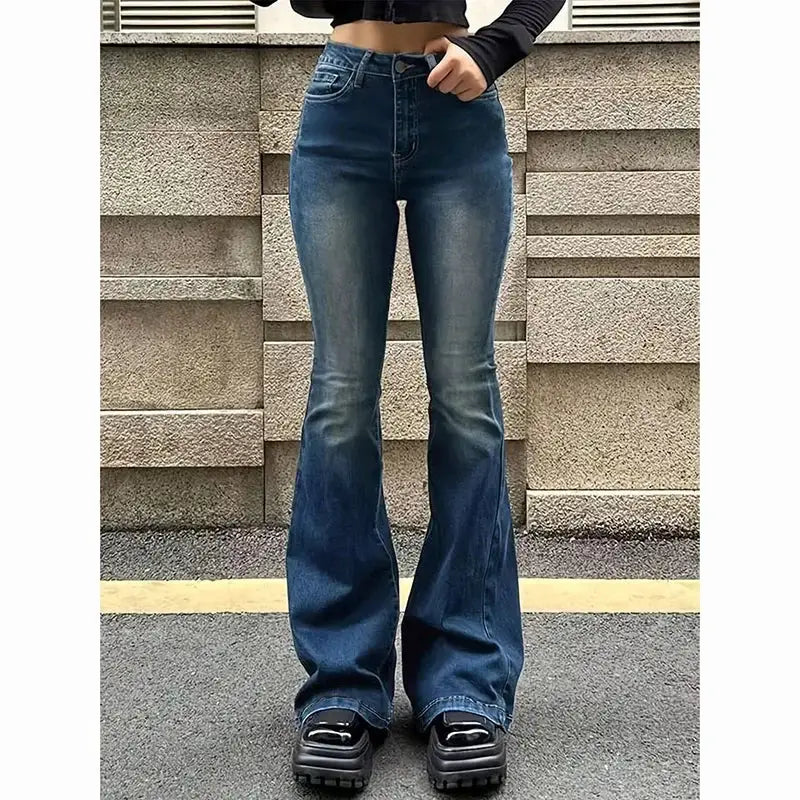 2025 High Waist Flared Bootcut Jeans Women Stretch Denim Bellbottoms