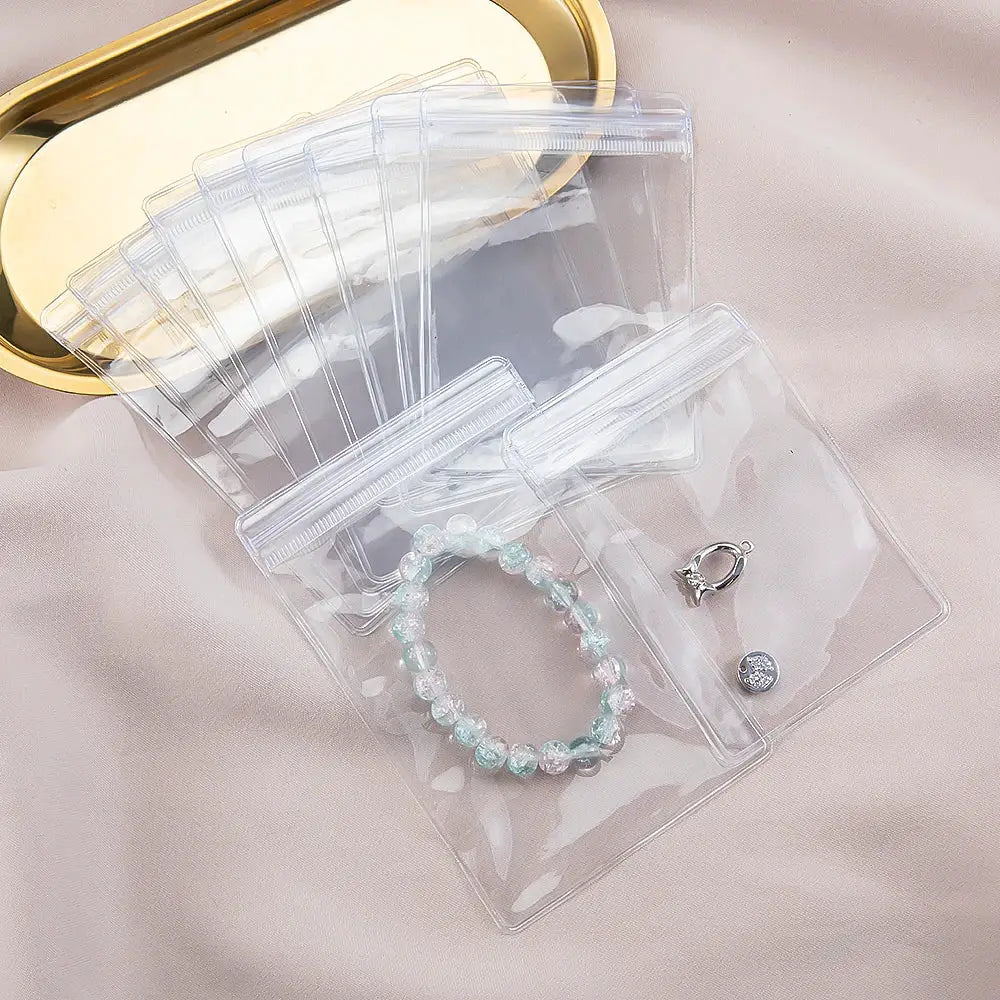 20 Pcs Transparent Jewelry Pouches Anti Oxidation Zip Lock Storage Bags For Earrings Necklaces Bracelets DIY Packaging