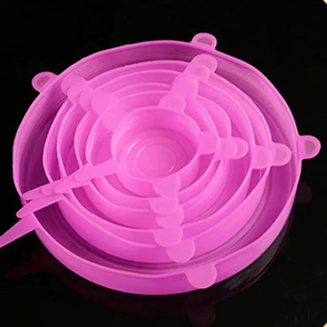 6 Pack Silicone Stretch Lids For Bowls And Containers Kitchen Microwave Covers Universal Fit Airtight Food Storage Lids