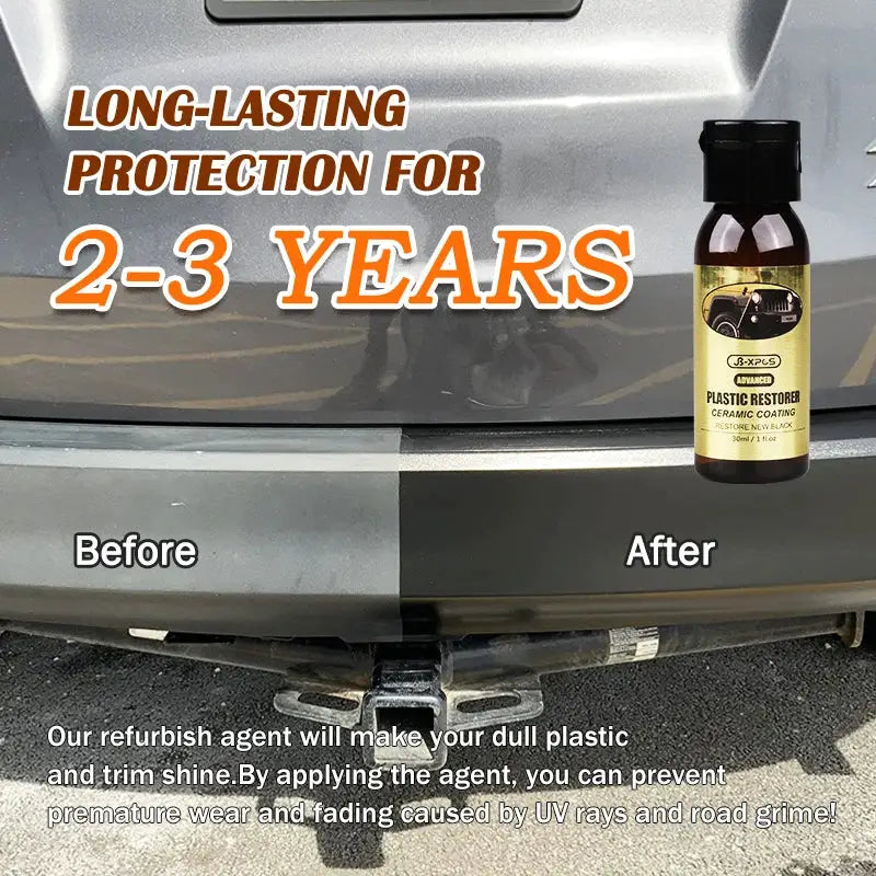 Simples Market car plastic restorer ceramic coating bottle; long-lasting 2-3 year protection for plastic trim.