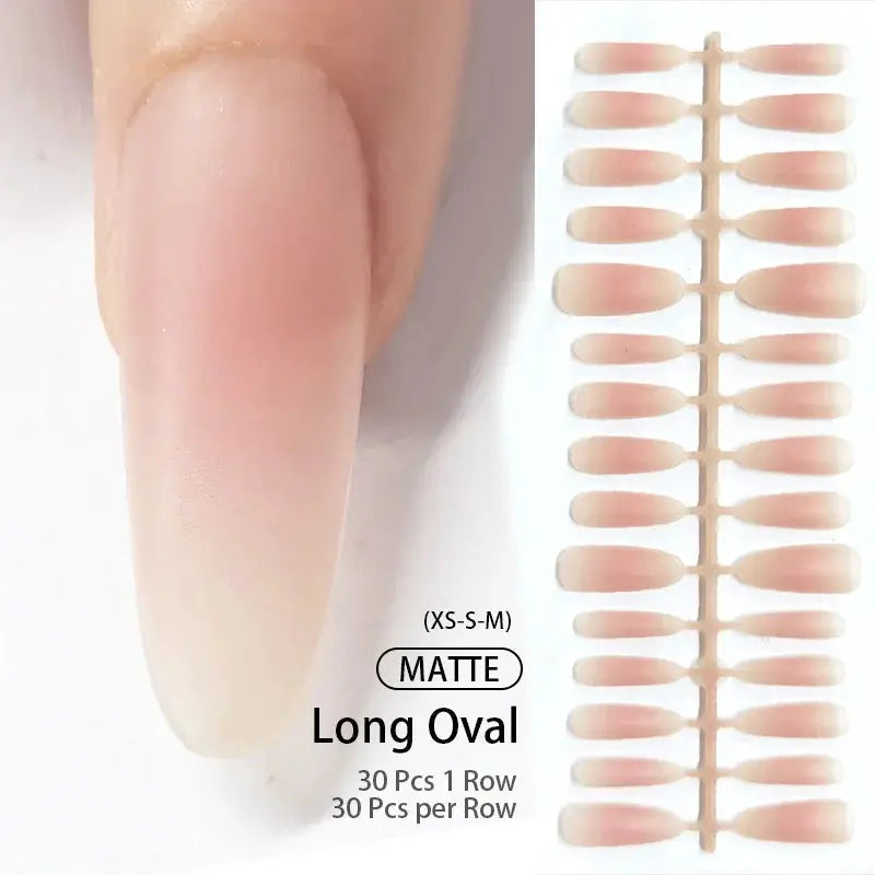 GlamNail Matte Nude Press On Nails Full Cover Easy Quick Extension 30 Piece Set For At Home Manicure
