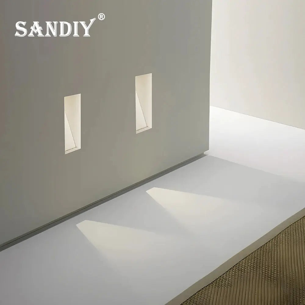SANDIY sensor wall sconce; two recessed frameless step lights, motion detection, 3W