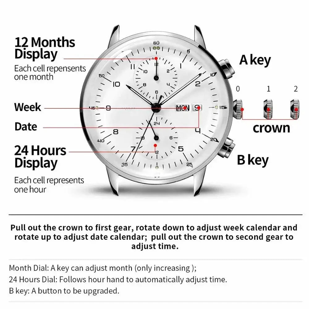 Men's stainless steel automatic mechanical wristwatch with luminous dial by Simples Market