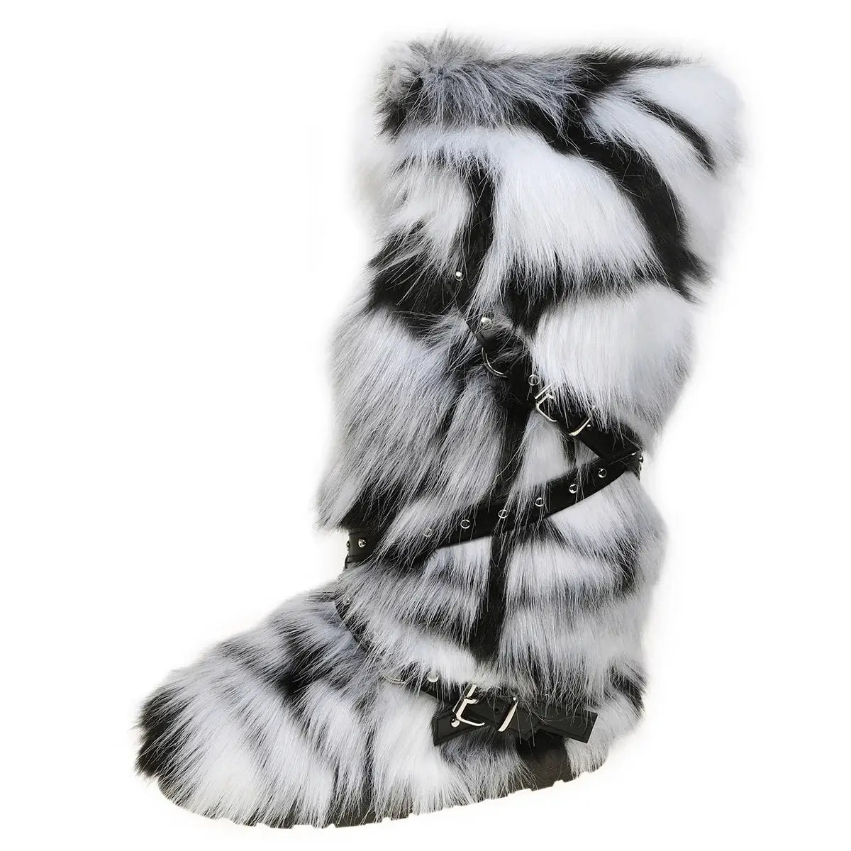SnowNest Winter Faux Fur Snow Boots For Women Warm Plush Lined Platform Over Knee Boots