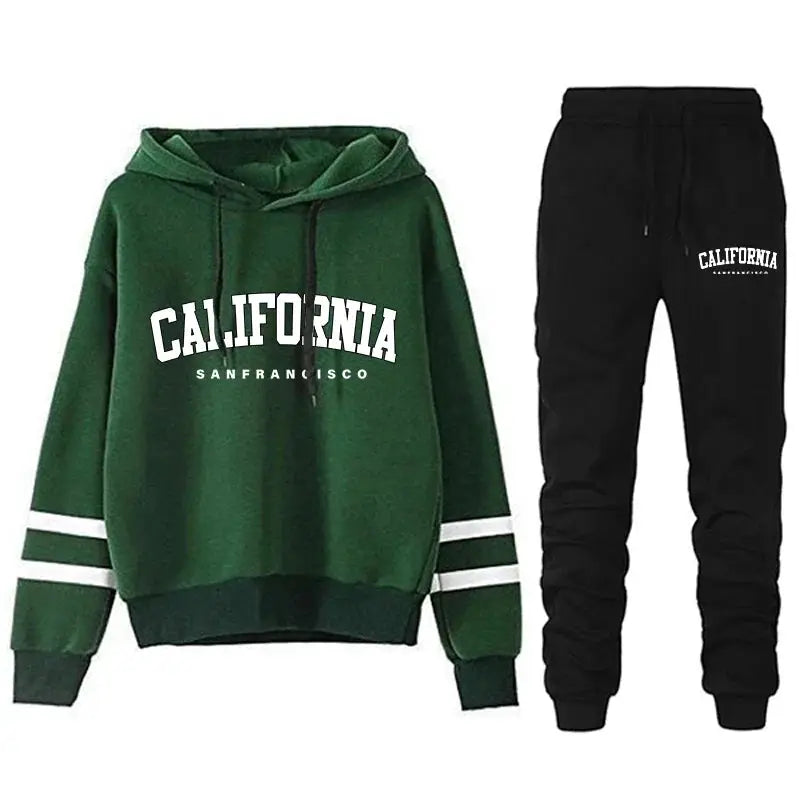 California Womens Hooded Tracksuit With Ankle Pants In Polyester Cotton Blend For Year Round Style Sizes S To 3XL