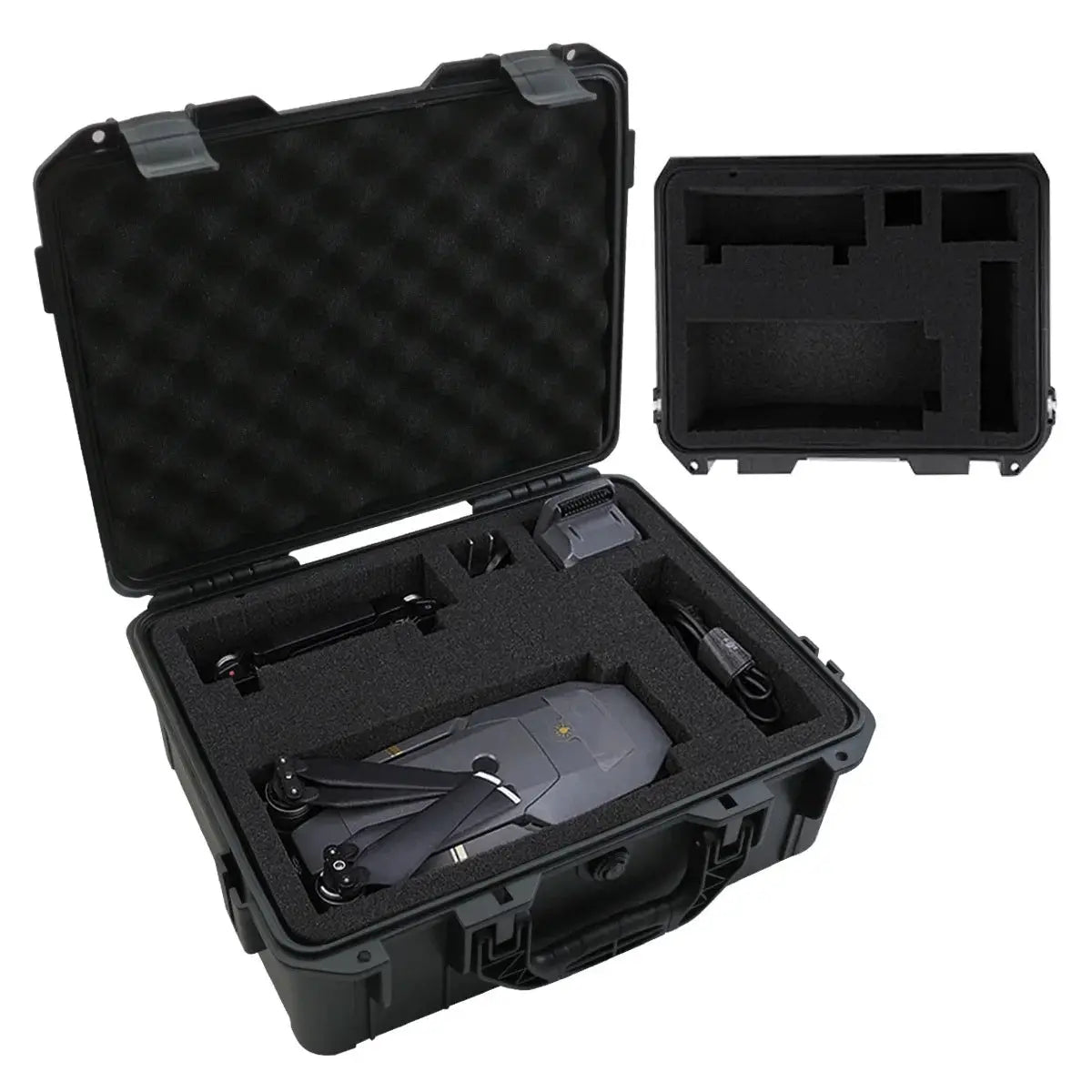 Hard-shell tool storage case by Simples Market with foam padding, black, shockproof and waterproof