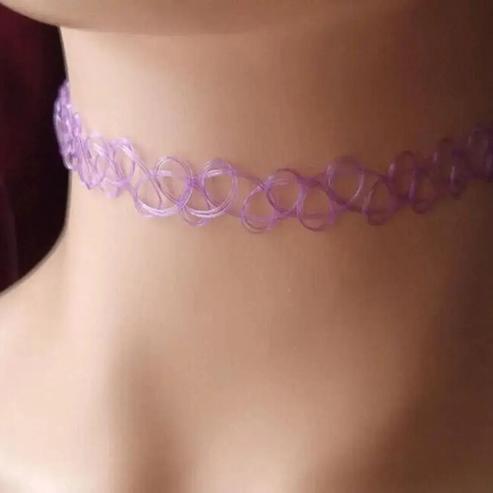 Choker Necklace Vintage Elastic Tattoo Choker Multi Color Fashion Retro Stretch Braided Cotton Gothic Jewellery