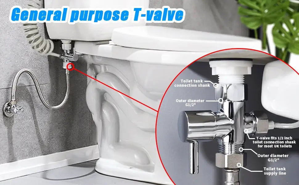 Simples Market handheld bidet sprayer kit with stainless steel spray gun and 3-way valve for toilet and pet bathing