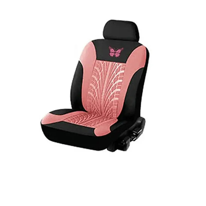 Car seat cover full set in pink and black with butterfly embroidery, universal fit