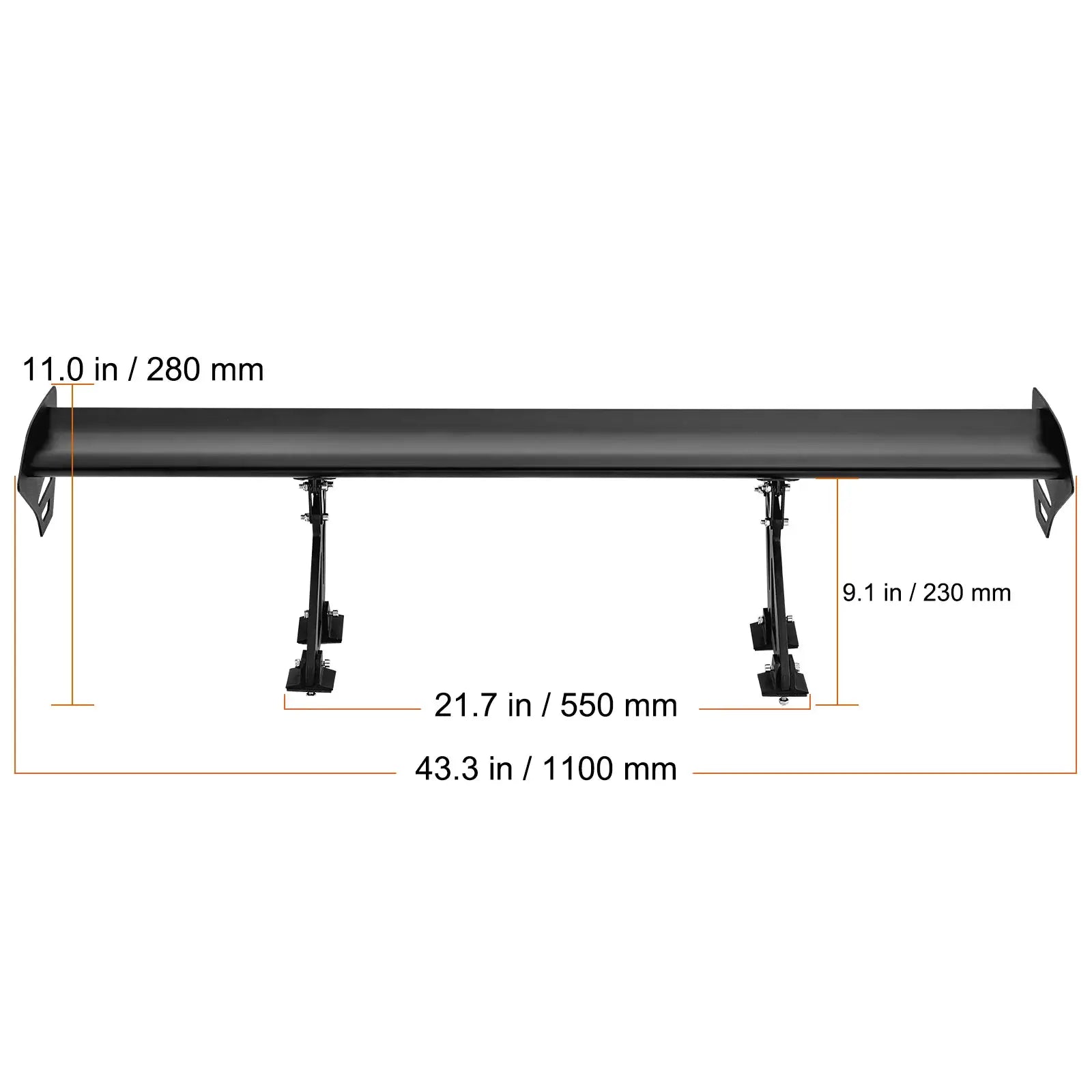 SucceBuy GT Wing car spoiler, black universal rear wing with dual mounting brackets, 43.3 in long