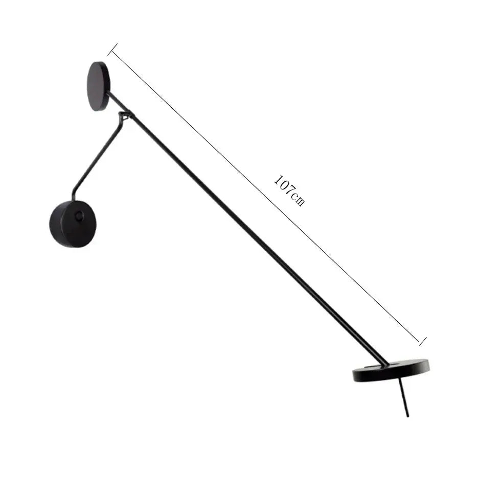 Black LED chandelier with adjustable long diagonal arm for indoor living room and dining room lighting