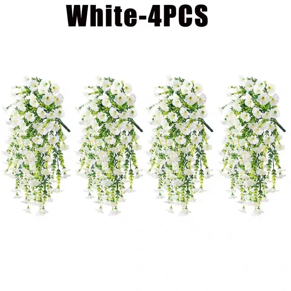 UV Resistant Artificial Morning Glory And Eucalyptus Hanging Decor For Home Garden Weddings Outdoor Use