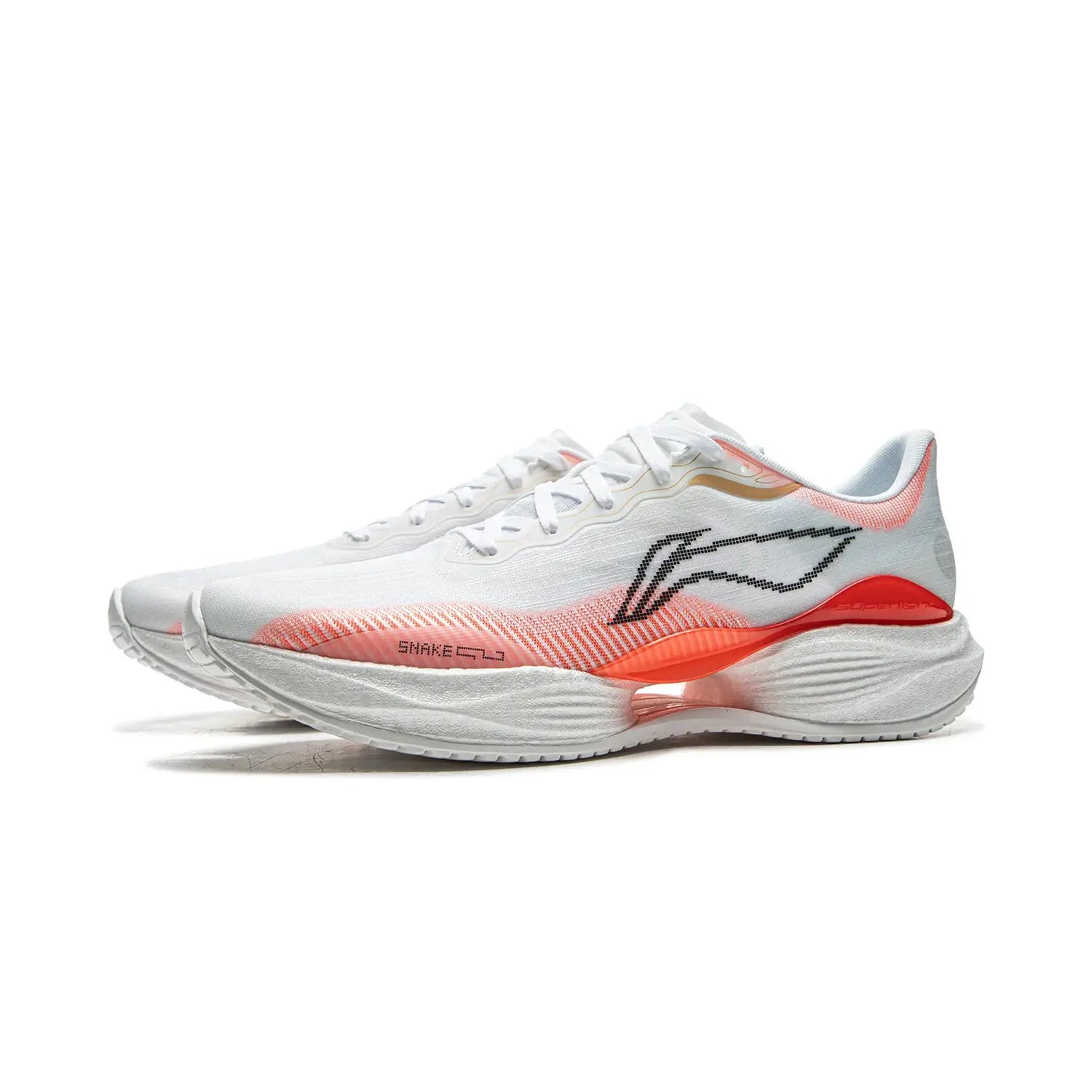 Li-Ning men's Super Light 22 running shoes in white with coral accents and breathable mesh upper