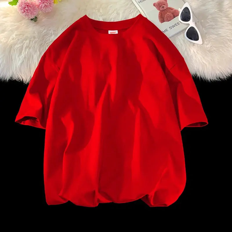 Oversized Summer Short Sleeve Men's T Shirt New Fashion Solid Loose O-Neck T Shirts Mens Cotton Hip Hop Streetwear Top Tees 5XL