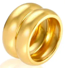 Gold Stainless Steel Ring With Round Bead And Clear Crystal Zircon Waterproof Everyday Fine Jewelry
