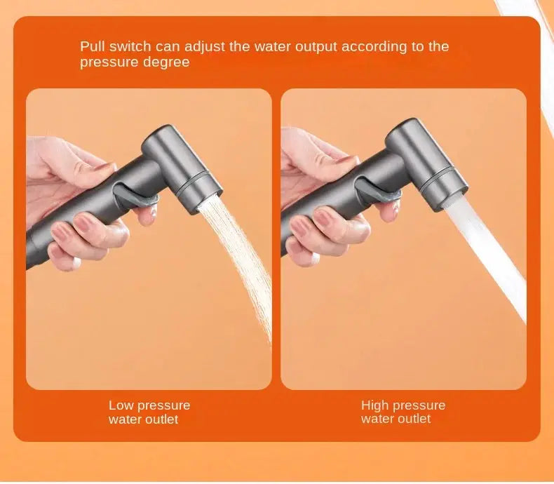 Simples Market hygienic shower bidet sprayer with double-outlet, wall-mounted gray angle valve