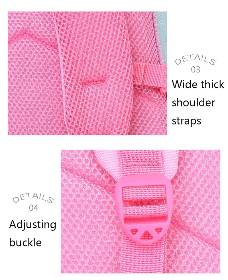 Girls pink unicorn backpack with mesh fabric, adjustable buckle straps, large capacity by Simples Market