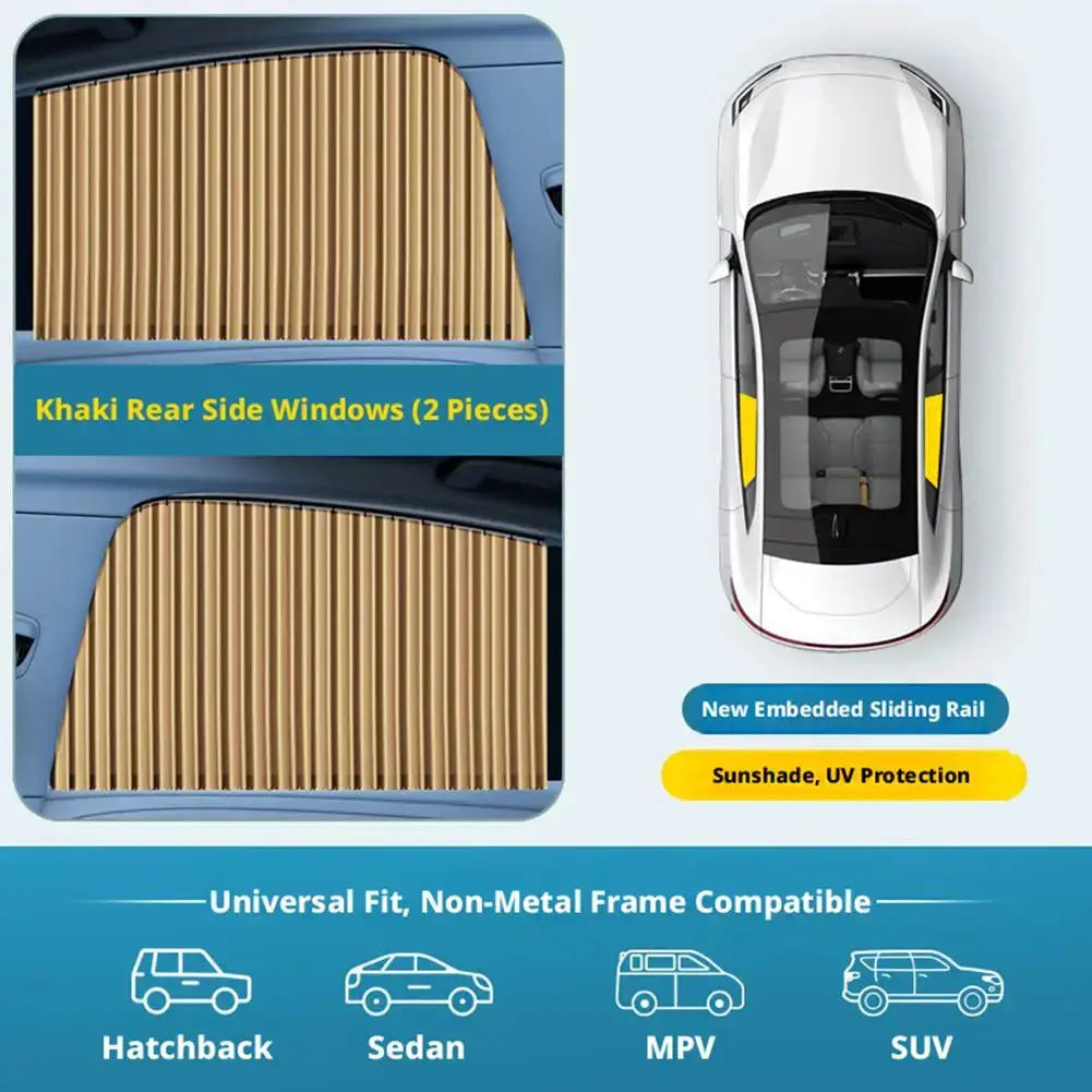 Simples Market 2 Pcs khaki rear side window sun shades for sedans and SUVs, UV protection