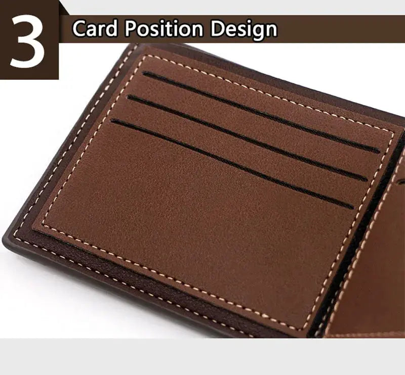 Slim men's wallet brown PU leather with 3 card slots by Simples Market