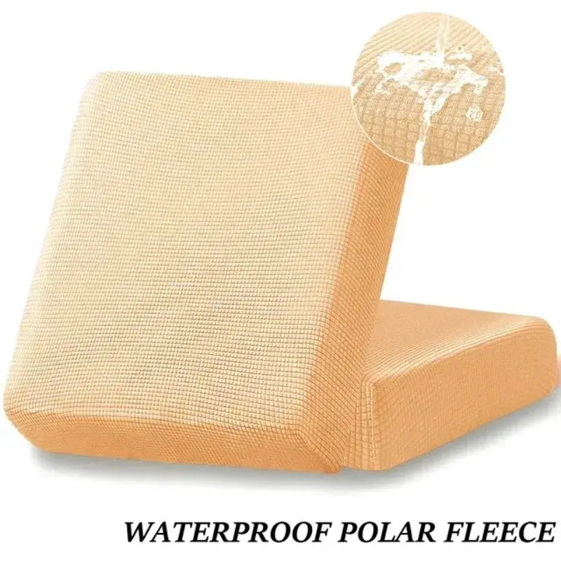 Waterproof sofa seat cushion cover in beige polar fleece with jacquard texture