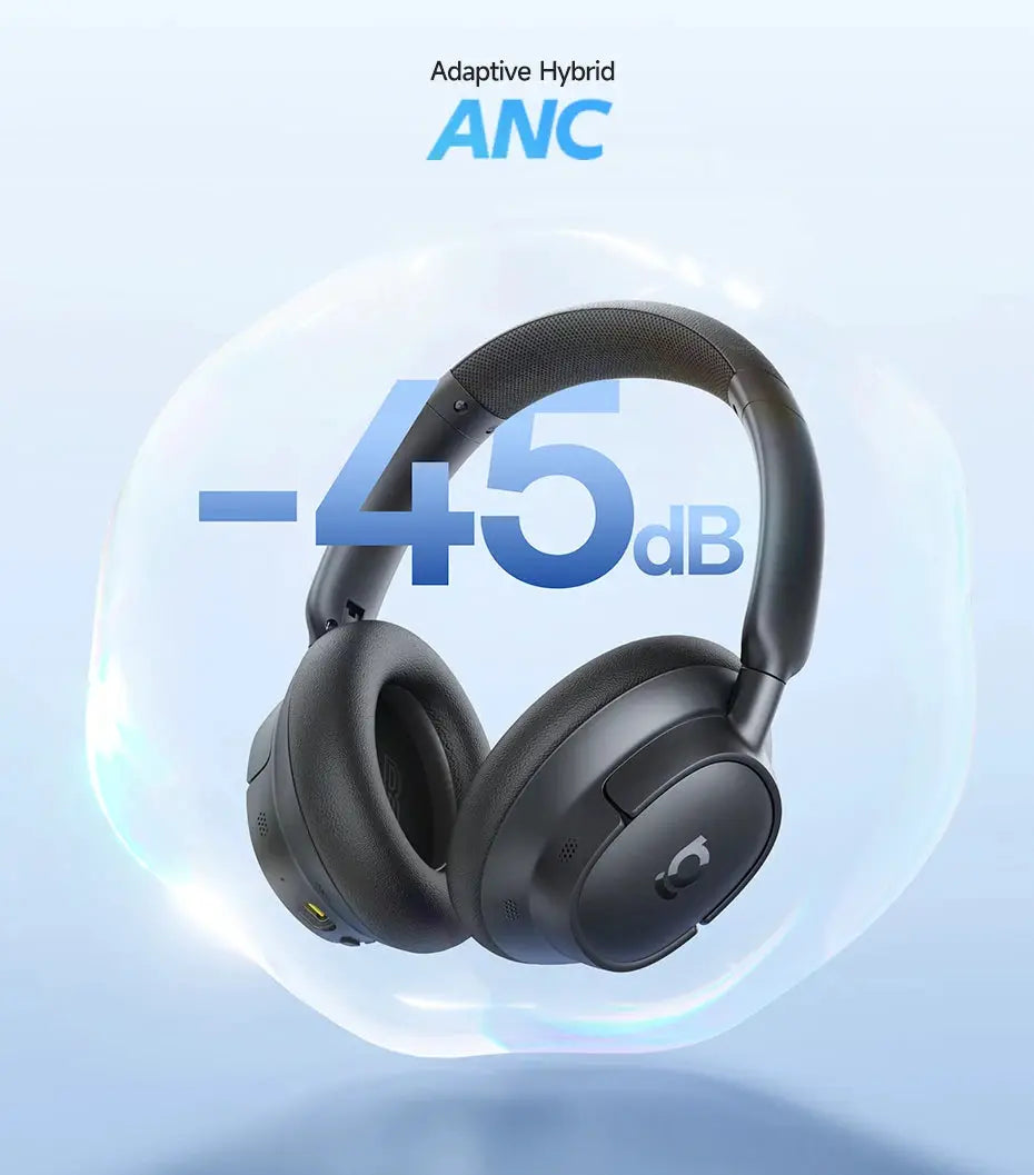 Baseus EH10 wireless over-ear headphones, black, 45 dB adaptive hybrid ANC, Simples Market