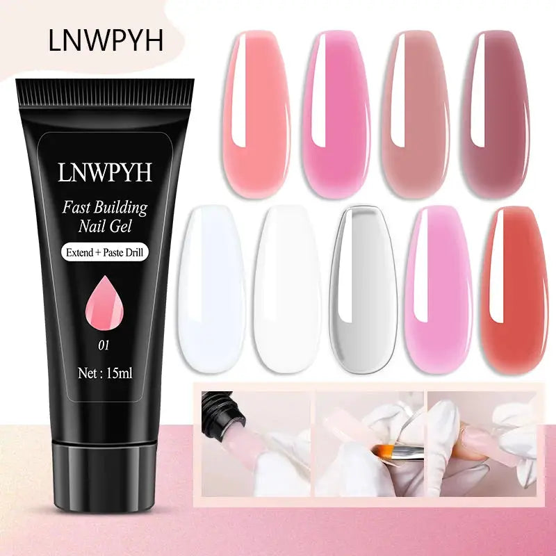 LNWYPH professional gel nail polish kit with assorted color swatches and gel tube