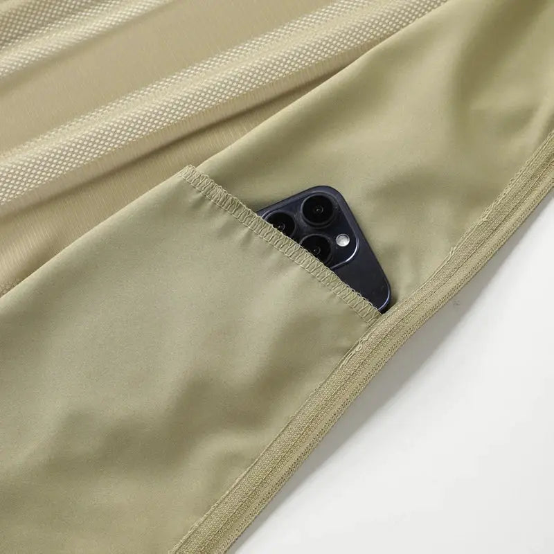 Summer ultra-thin men's sleeveless vest beige with side pocket