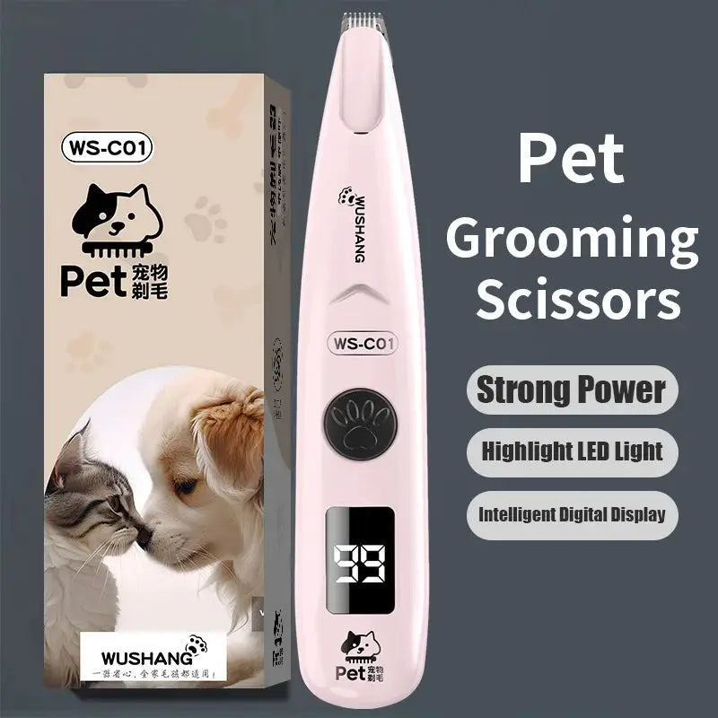 Pet Dog Electric Groomer Trimmer With LED Light Waterproof And Low Noise For Face Feet Ears Paws Cat Dog Shaver