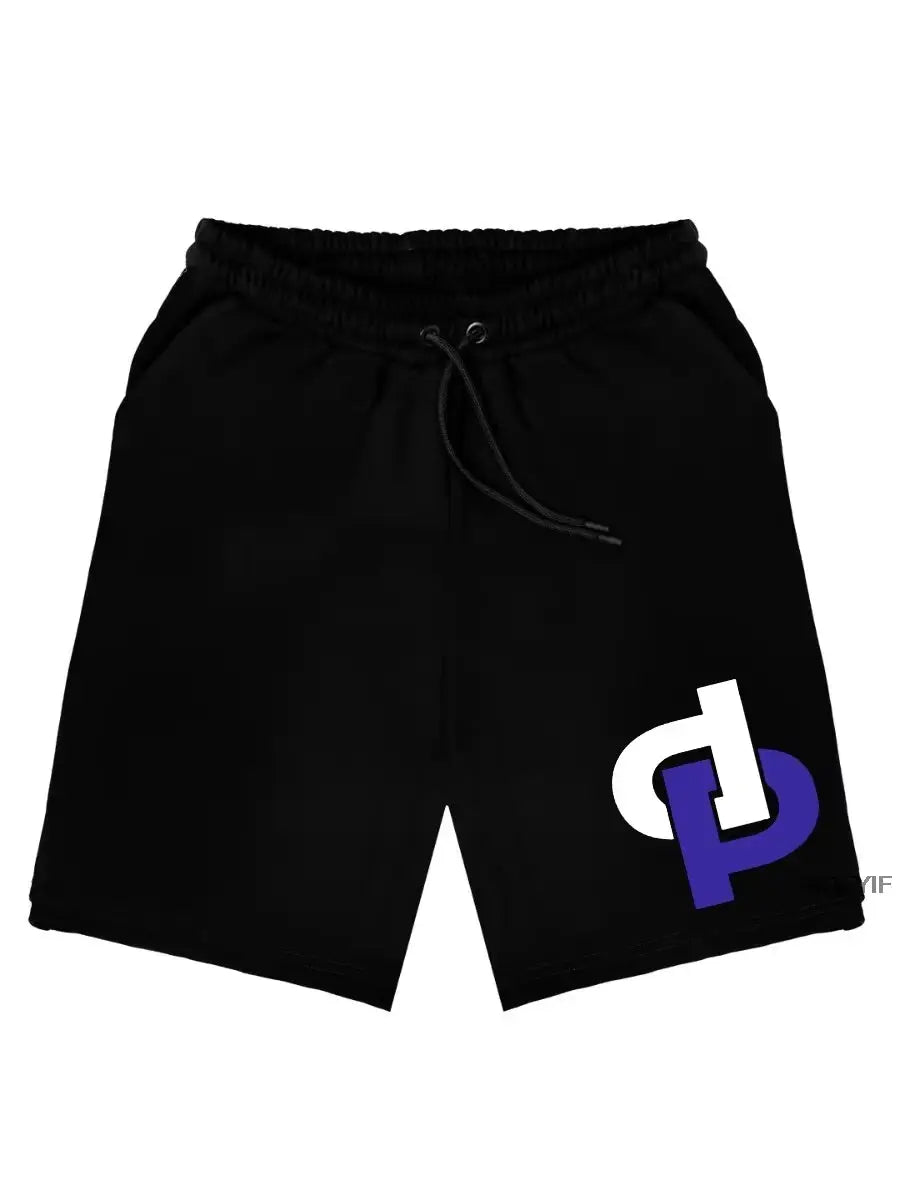 France Rapper Jul shorts in black cotton with drawstring and graphic print on the leg