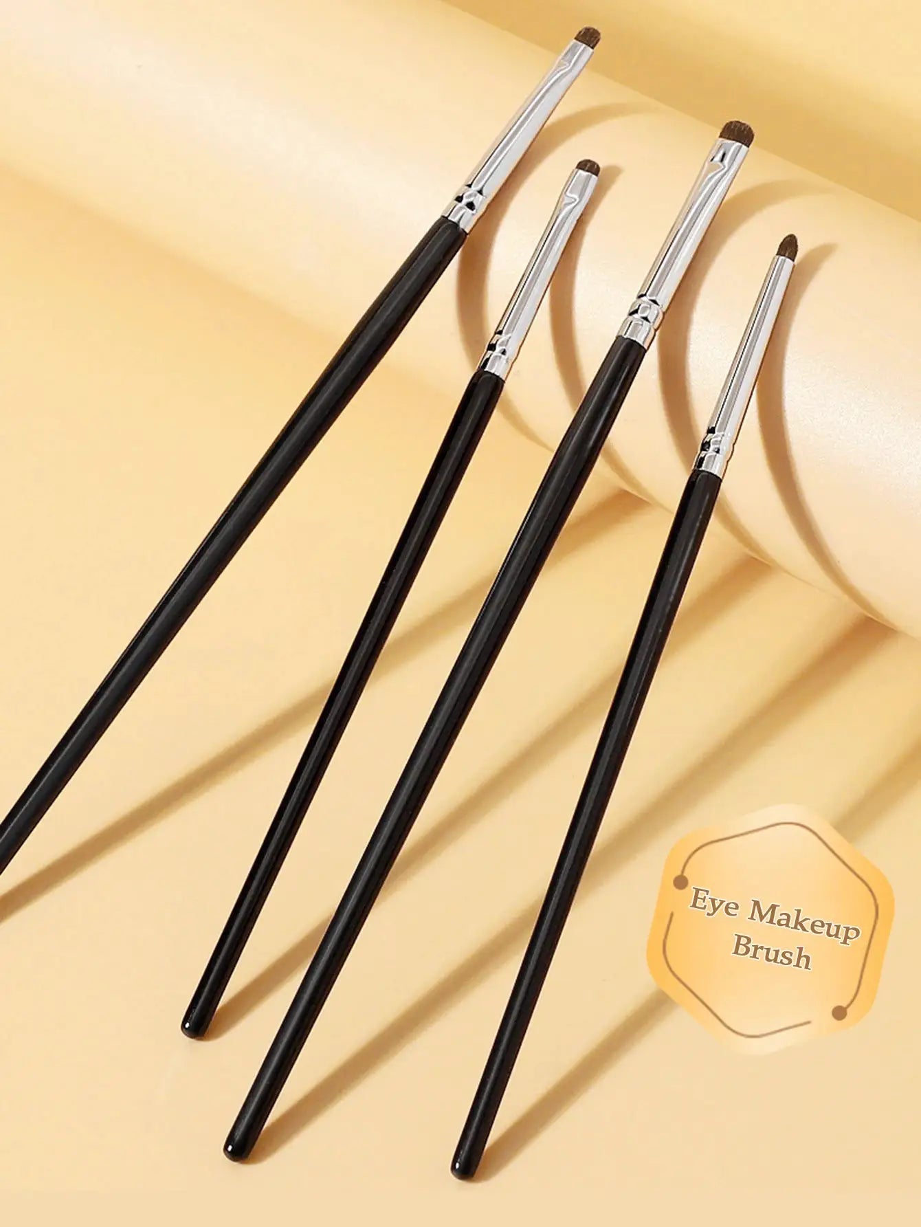 SilkGlow 4 Piece Eye Detail Brush Set Pony Hair For Precision Eyeliner And Eyeshadow Tools