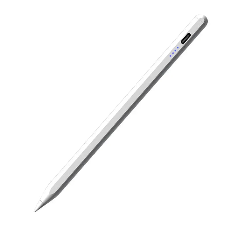 New Universal Stylus Pen for tablets and phones, white metal body with blue indicator lights and precise tip