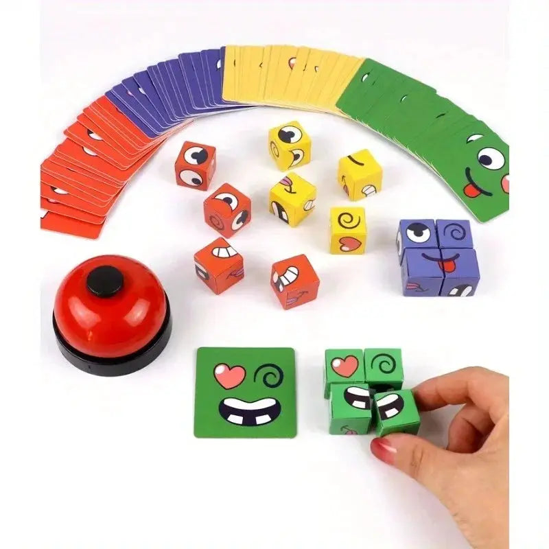 Kids Face Change Cube Game Montessori Expression Puzzle Building Blocks Educational Toy For Early Learning