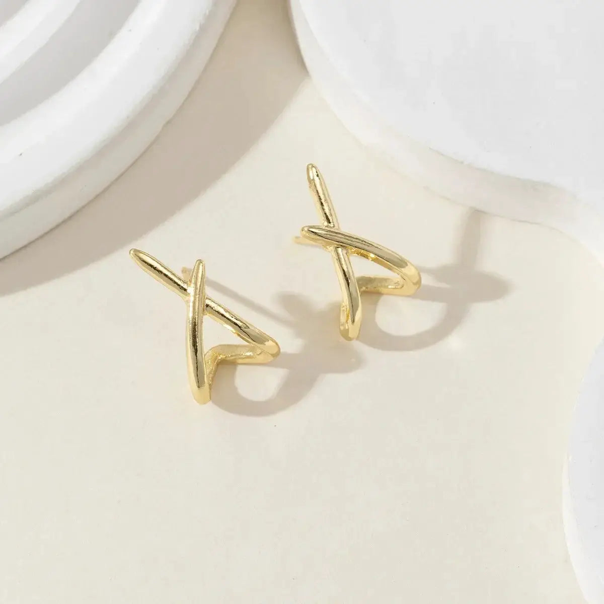LATS Trendy Gold Color Cross Stud Earrings For Women Dainty Minimalist Earrings Fashion Jewelry Party Gifts Wholesale
