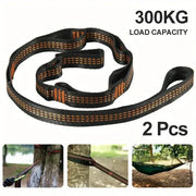Hammock straps, Simples Market 2-pack, reinforced polyester with orange stitching on black webbing, 300kg load capacity