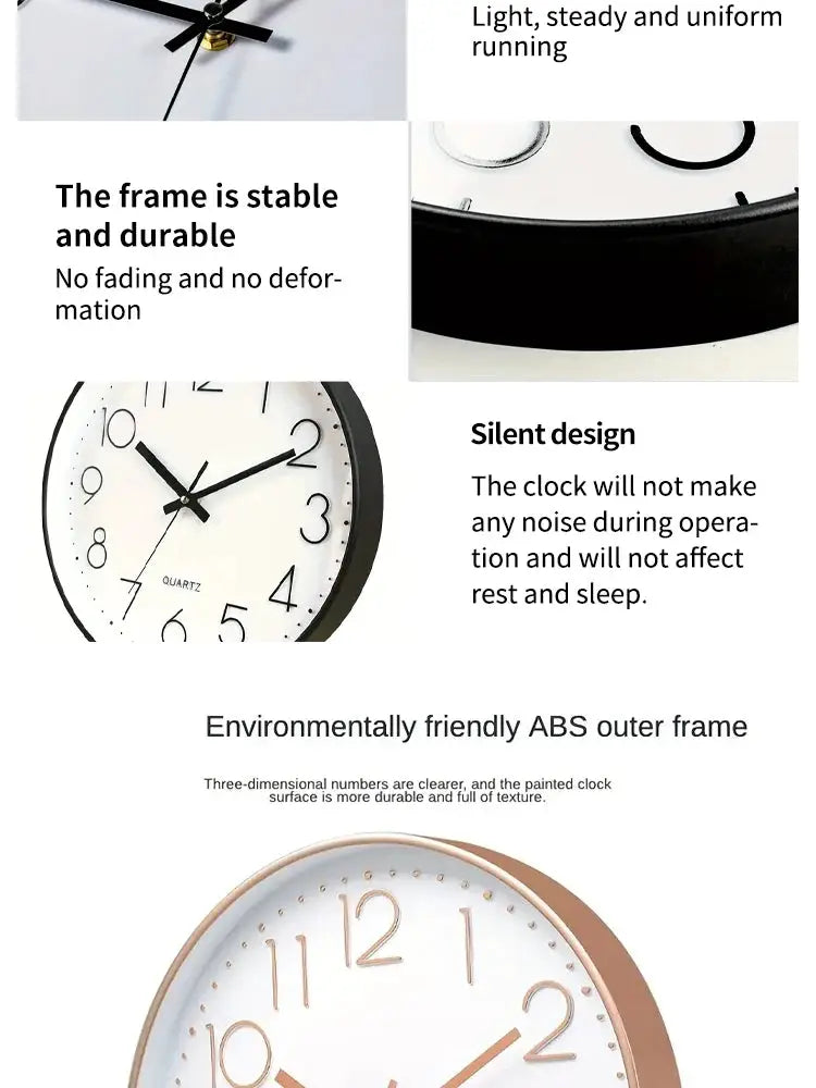 8-inch mute wall clock by Simples Market; white dial with black numerals; ABS outer frame.