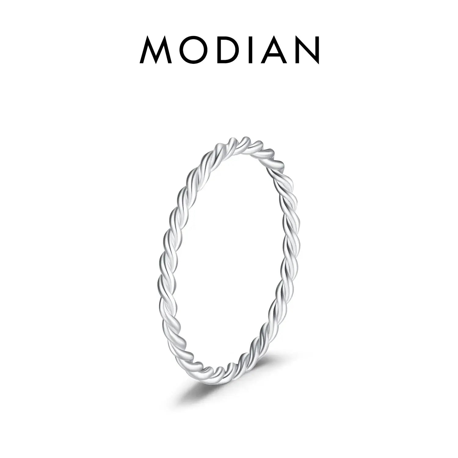MODIAN 925 Sterling Silver Stackable Ring For Women Simple Fashion Wave Geometric Exquisite Jewelry