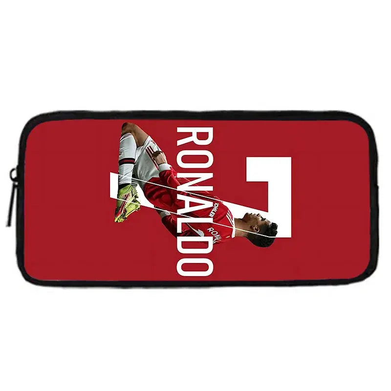 CR7 Ronaldo pencil bag for kids, red with football design