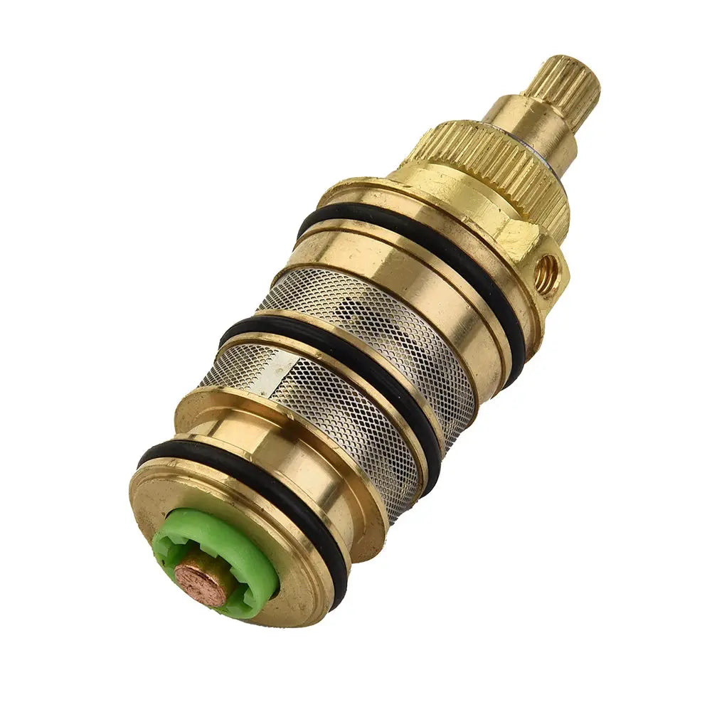 Brass thermostatic cartridge shower mixer valve repair kit, Simples Market, with black O-rings and green connector.
