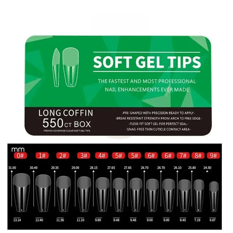 Nailuxe Pro Nails 550 Piece Soft Gel Nail Tips Medium And Short Full Coverage Matte Apricot Coffin Head Shape