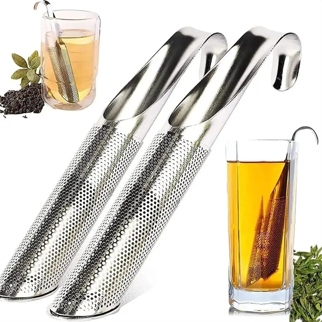 AromaLeaf Portable Piping Design Stainless Steel Tea Maker With Long Handle Brews Loose Leaf Tea In Any Cup