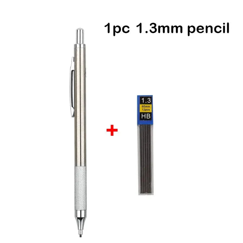 Simples Market full-metal mechanical pencil with 1.3mm HB lead pack (12 pcs)