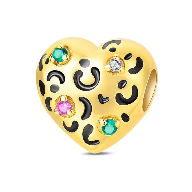 925 Sterling Silver Gold DIY Charms Beads Inlaid Zirconium Sun Leopard Pendants Fit Bracelet For DIY Jewelry Making