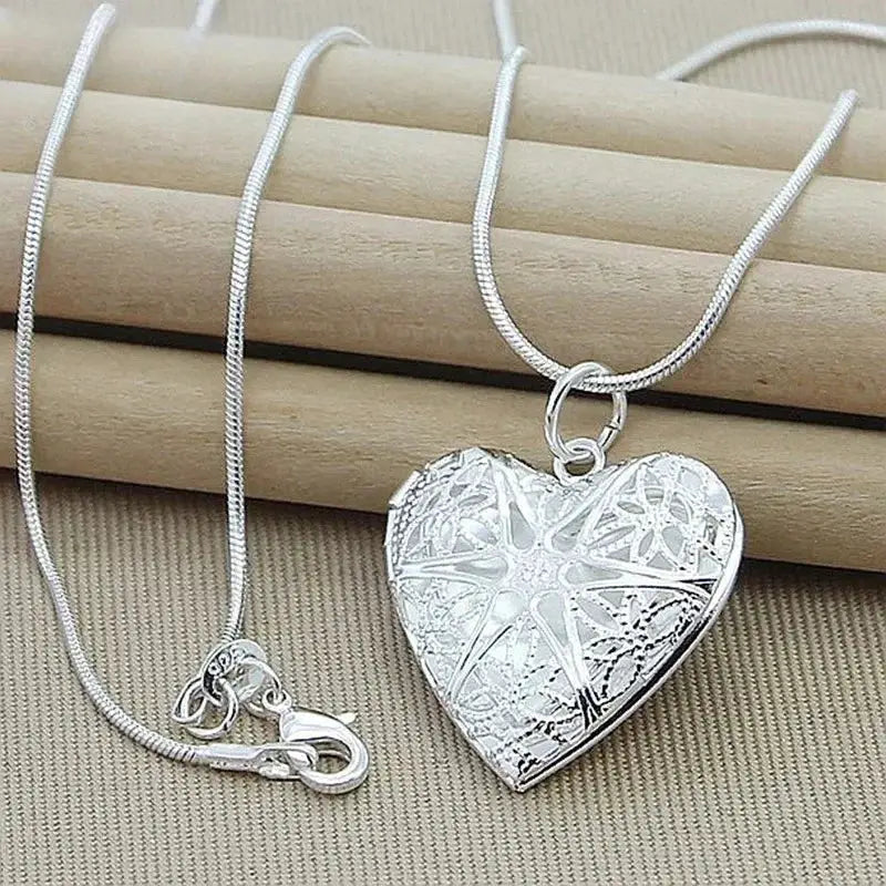 925 Sterling Silver Photo Frame Pendant Necklace With Snake Chain For Women 18 To 24 Inch Adjustable Length Jewelry