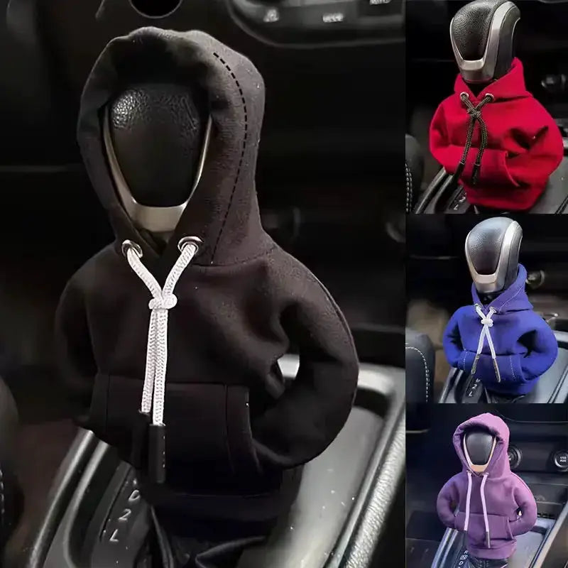 Car gear shift hoodie covers set of 4 in black, red, blue, purple for shift lever interior decor by Simples Market