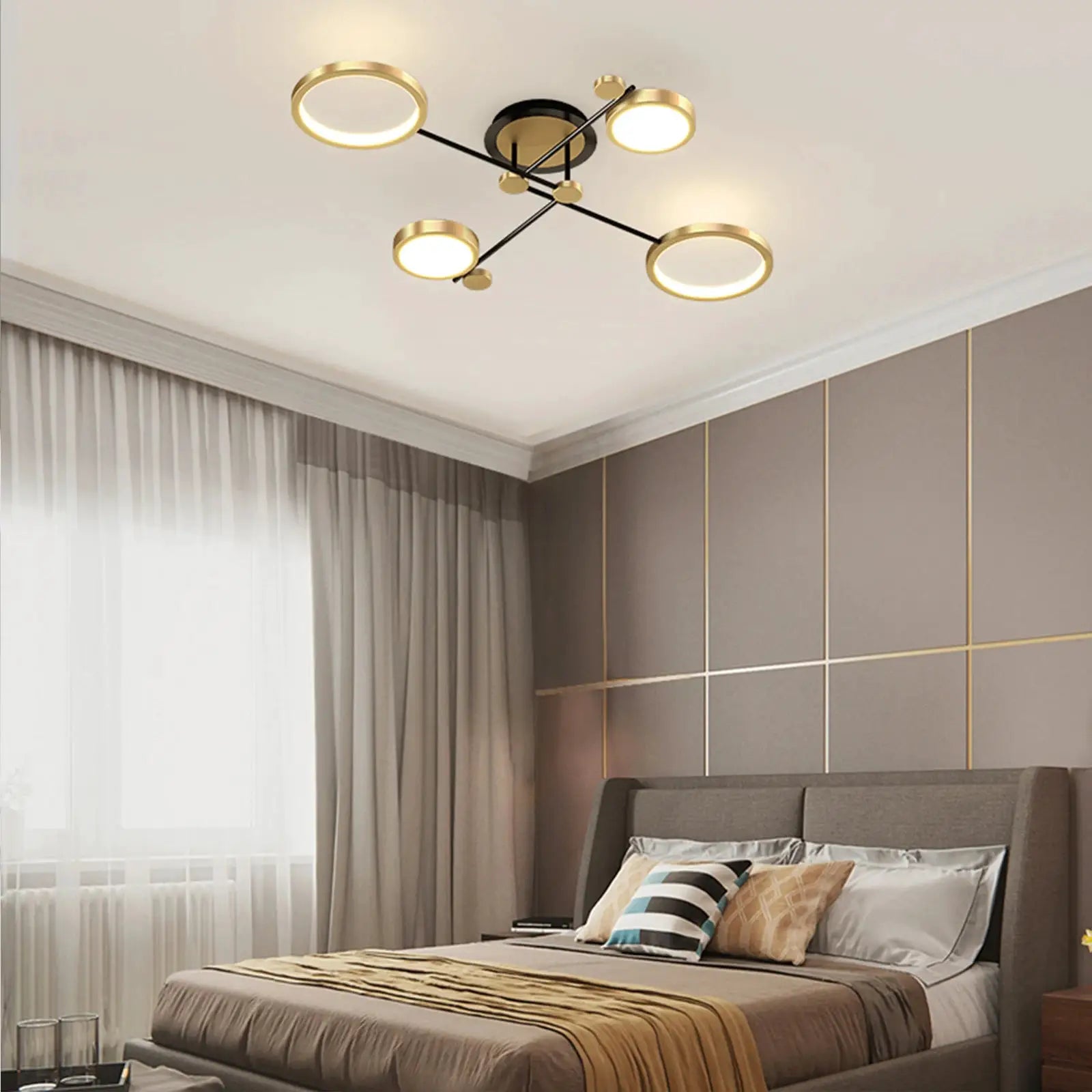 Nordic Pendant Light Gold Black Dimmable LED Ceiling Chandelier