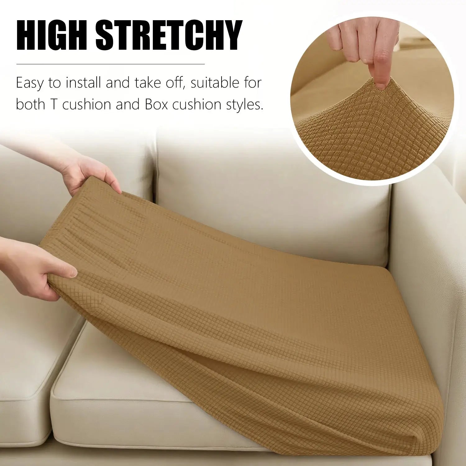 Simples Market 1–4 seat tan jacquard sofa cushion cover kit, waterproof slipcover for couch cushions