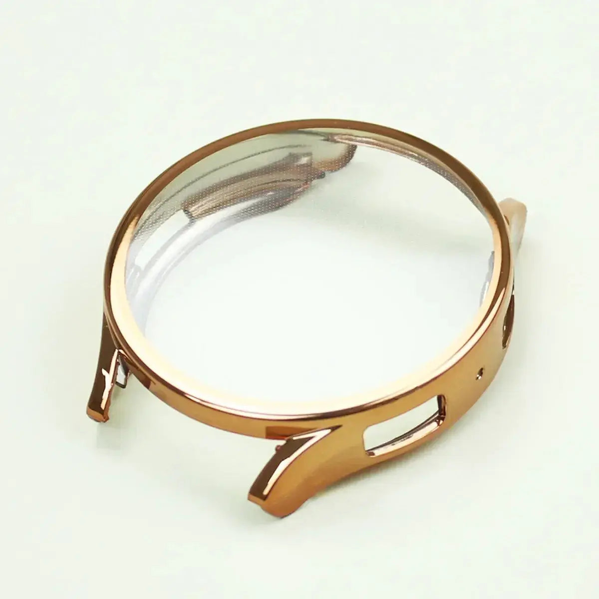 Rose-gold full-cover TPU case for Samsung Galaxy Watch 7-6-5-4-FE (40/44mm) with silicone bumper and screen protector.