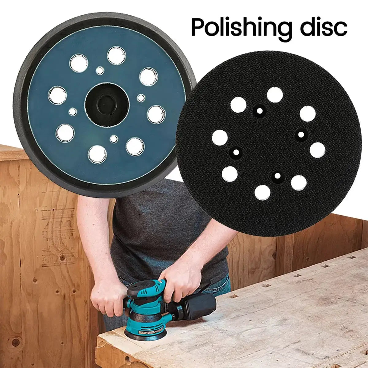 125mm 5 Inch Sanding Pad With Eight Holes Hook Loop Backing For Electric Orbital Sander Polishing