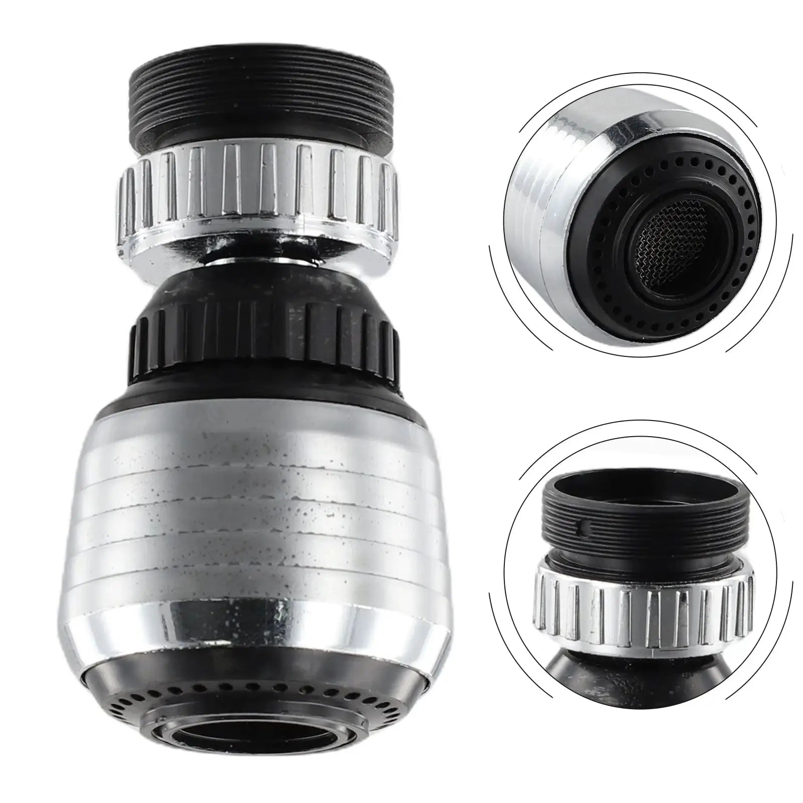 Water Saver Tap 360-degree rotate aerator by Simples Market, chrome finish diffuser faucet nozzle with filter adapter