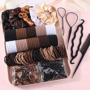 1109 Piece Women Hair Accessories Set For Dark Hair Elastic Seamless Ponytail Scrunchies Small Rubber Bands Headbands